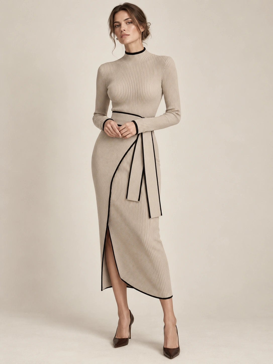 Rowena Contrast-Trim Knit Dress