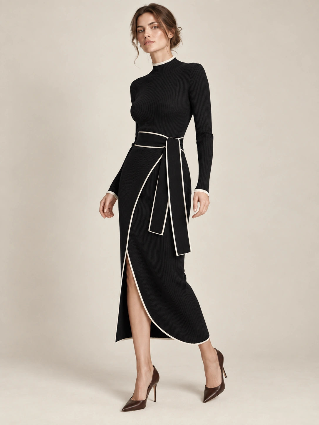 Rowena Contrast-Trim Knit Dress