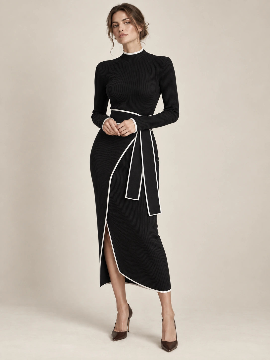 Rowena Contrast-Trim Knit Dress