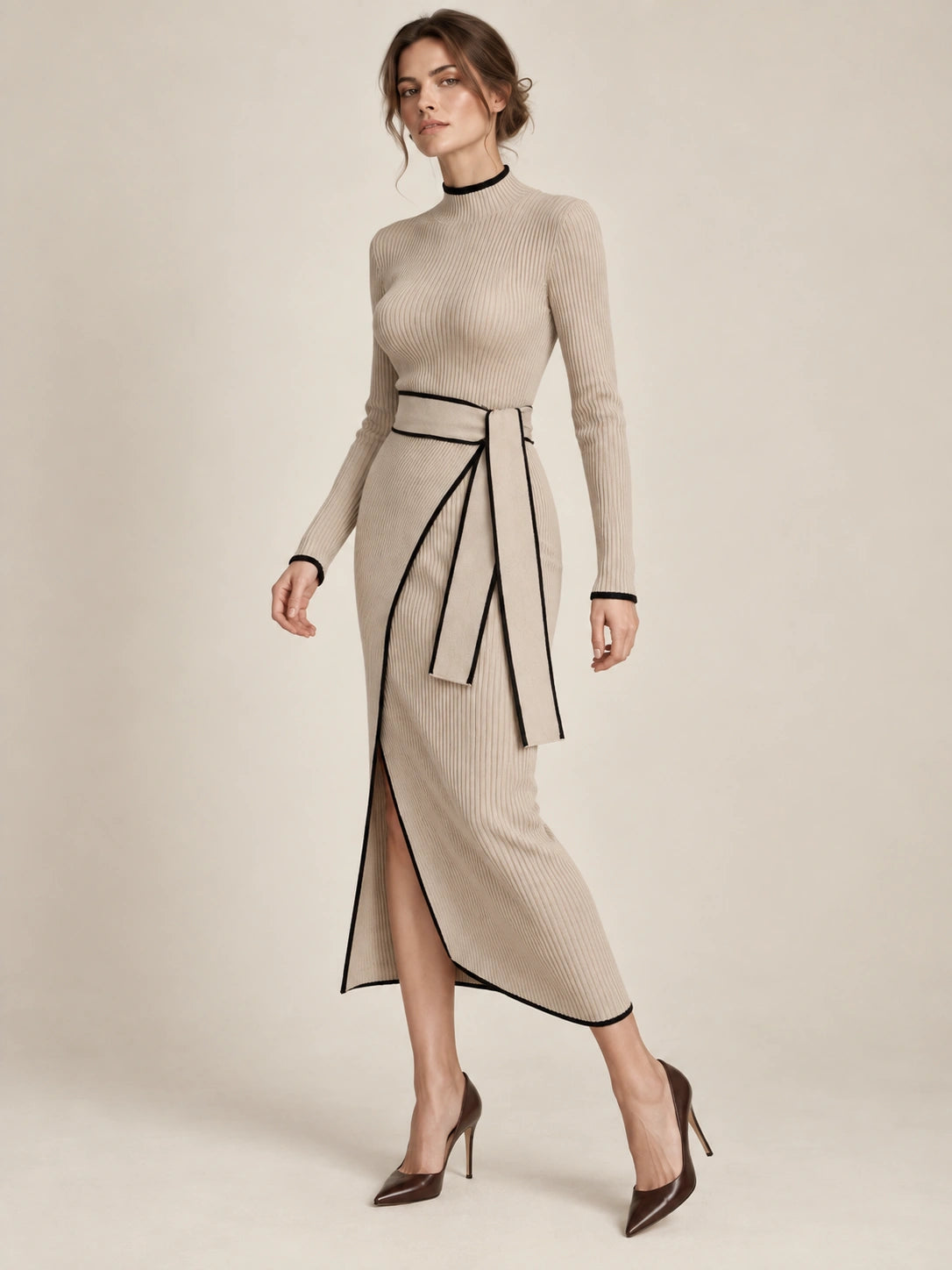 Rowena Contrast-Trim Knit Dress