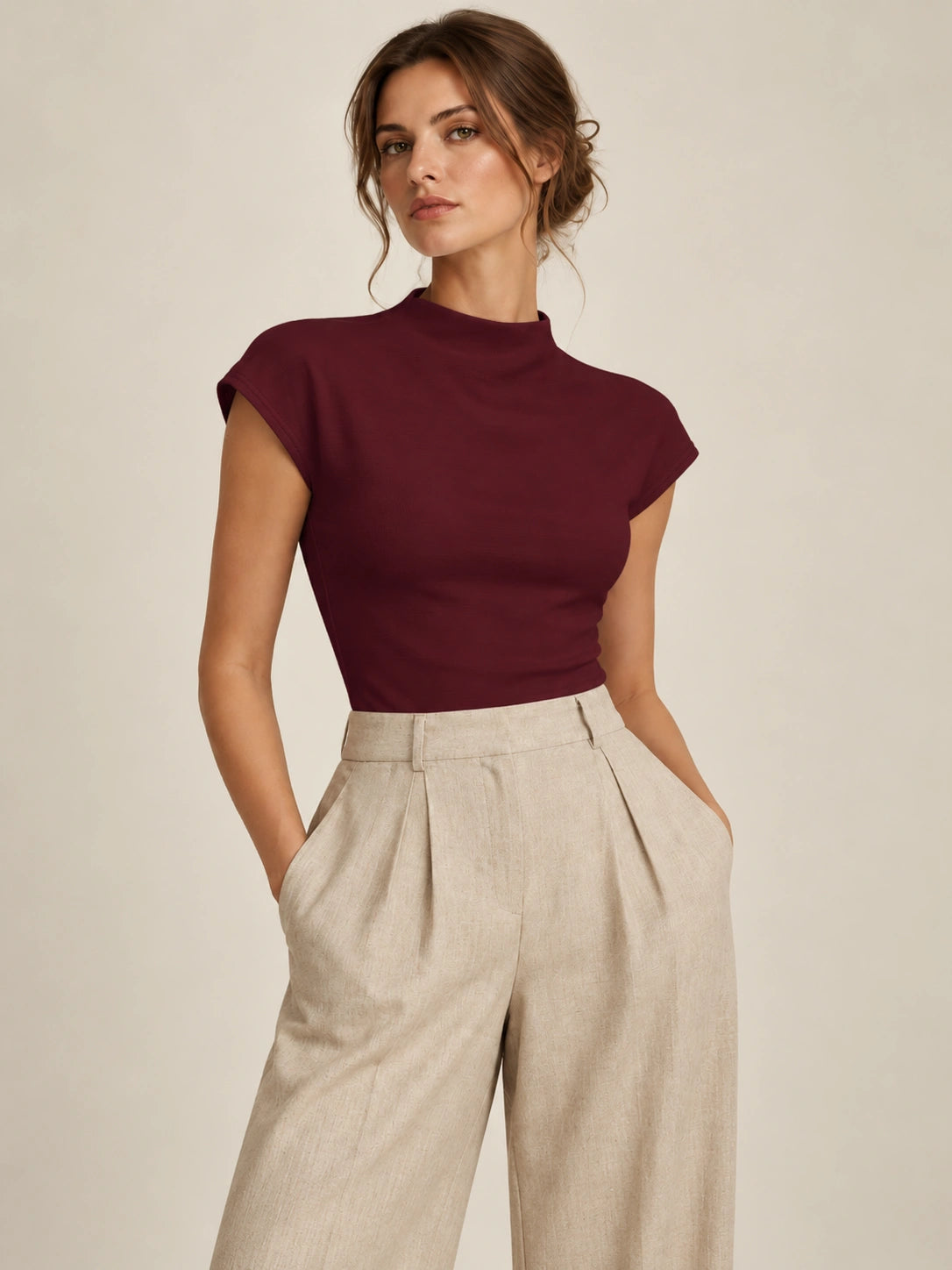 Alba Mock-Neck Knit Top