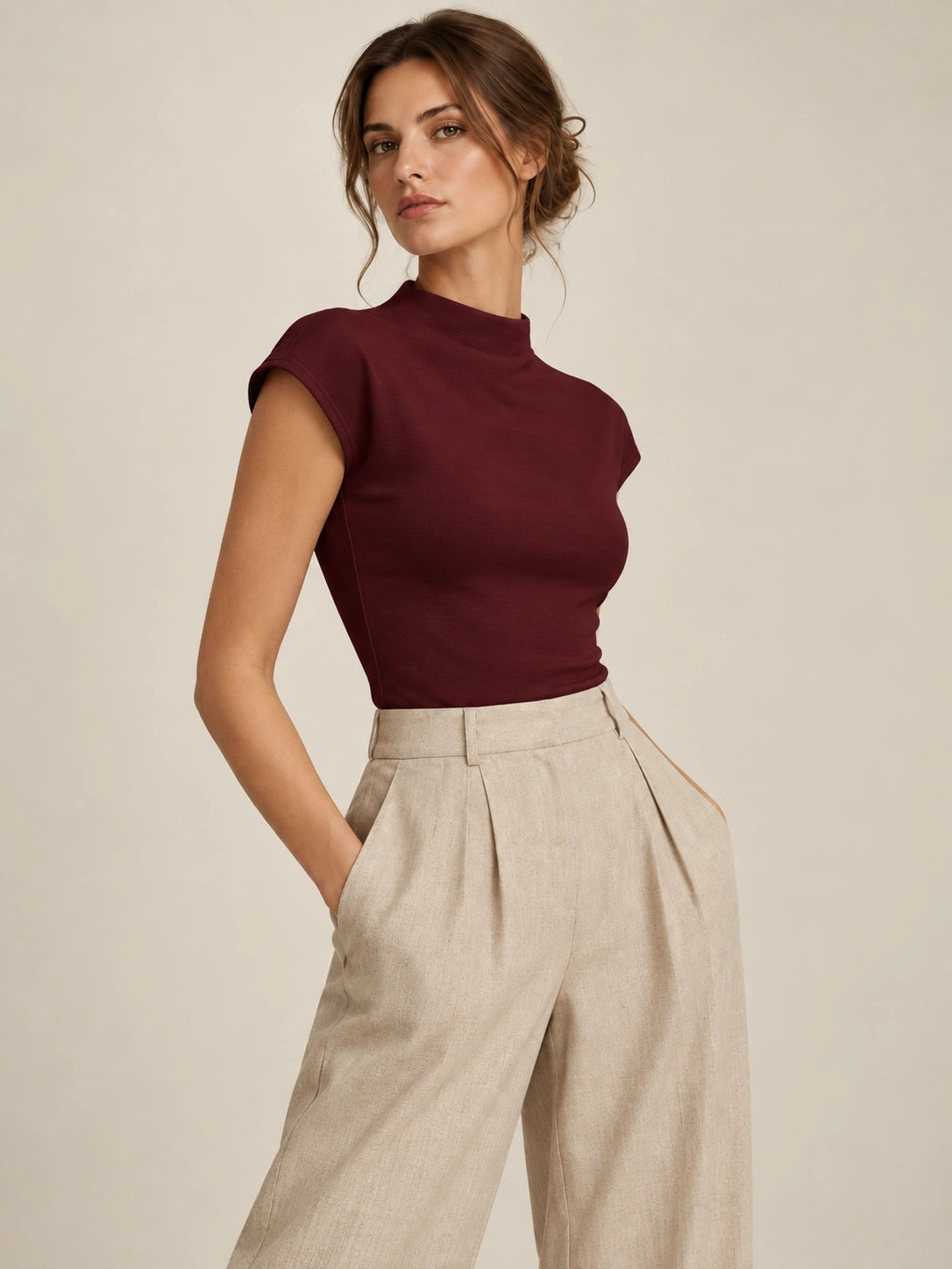 Alba Mock-Neck Knit Top